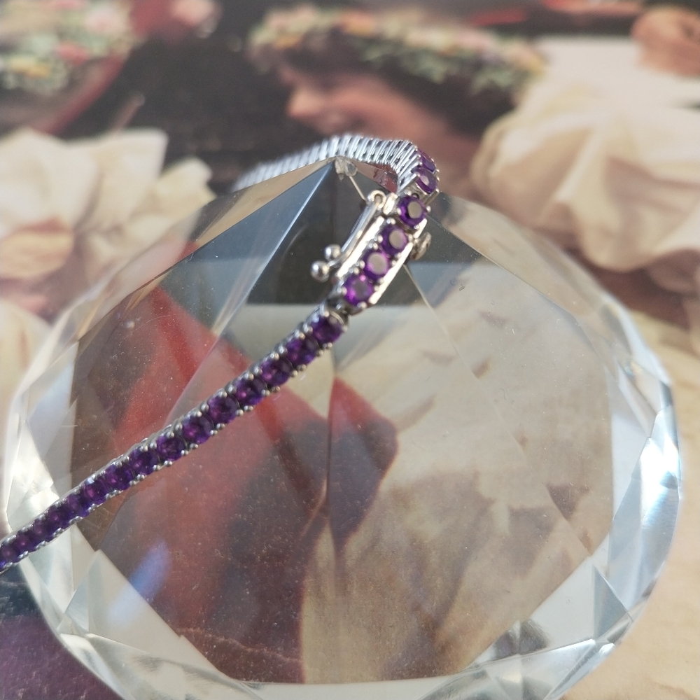 Sterling Silver Amethyst Bracelet - Picture 7 of 16